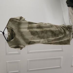 Green Cinched Tie-Die Tshirt Dress